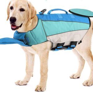 Dog Life Jacket- Rescue Handle- Quick Release Buckle-Large Dog- XL-Blue- NEW